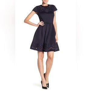 ✨TED BAKER✨ Cheskka Embroidered Dress Fit & Flare Navy Blue - Ted Size 0